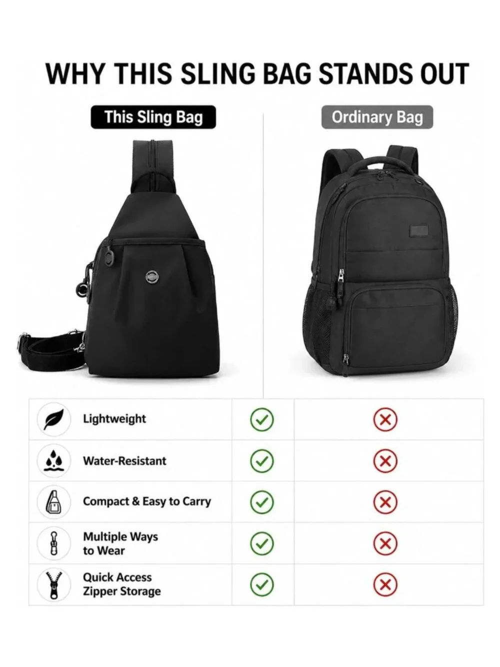 N/A sling backpack